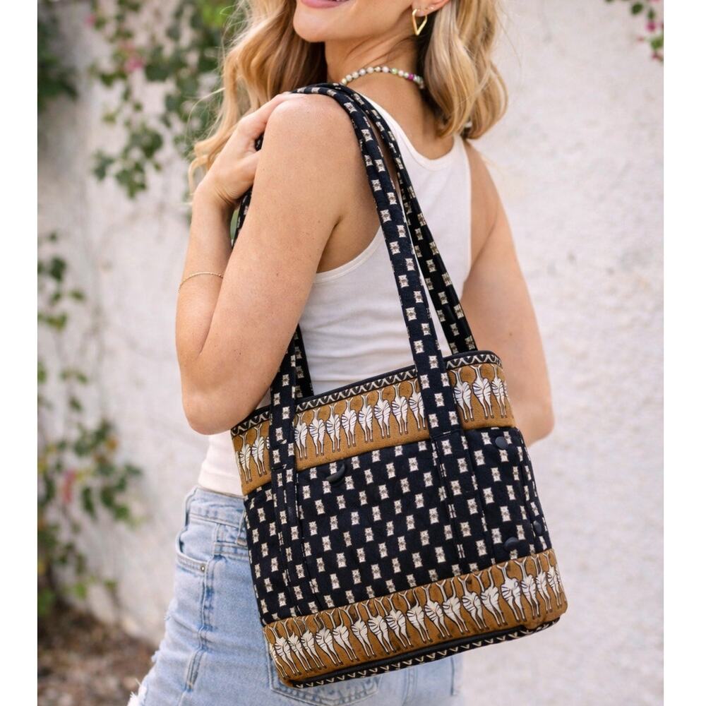 Vera Bradley Zebra Print Quilted Small Tote Shoulder Bag Boho Y2K - Picture 1 of 10